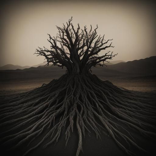 Eerie Ashes in Desert Sands: Surreal Dark Art