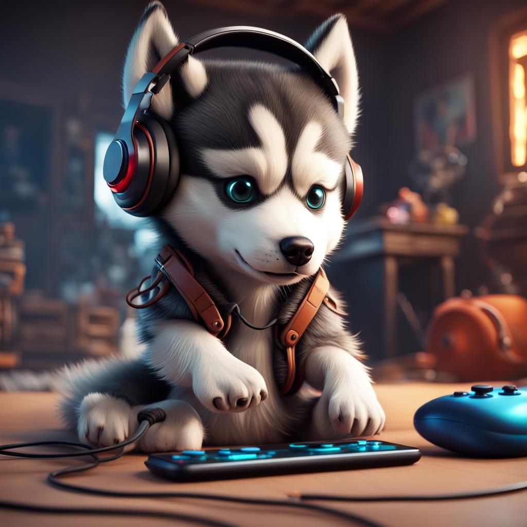 The puppy is a gamer!