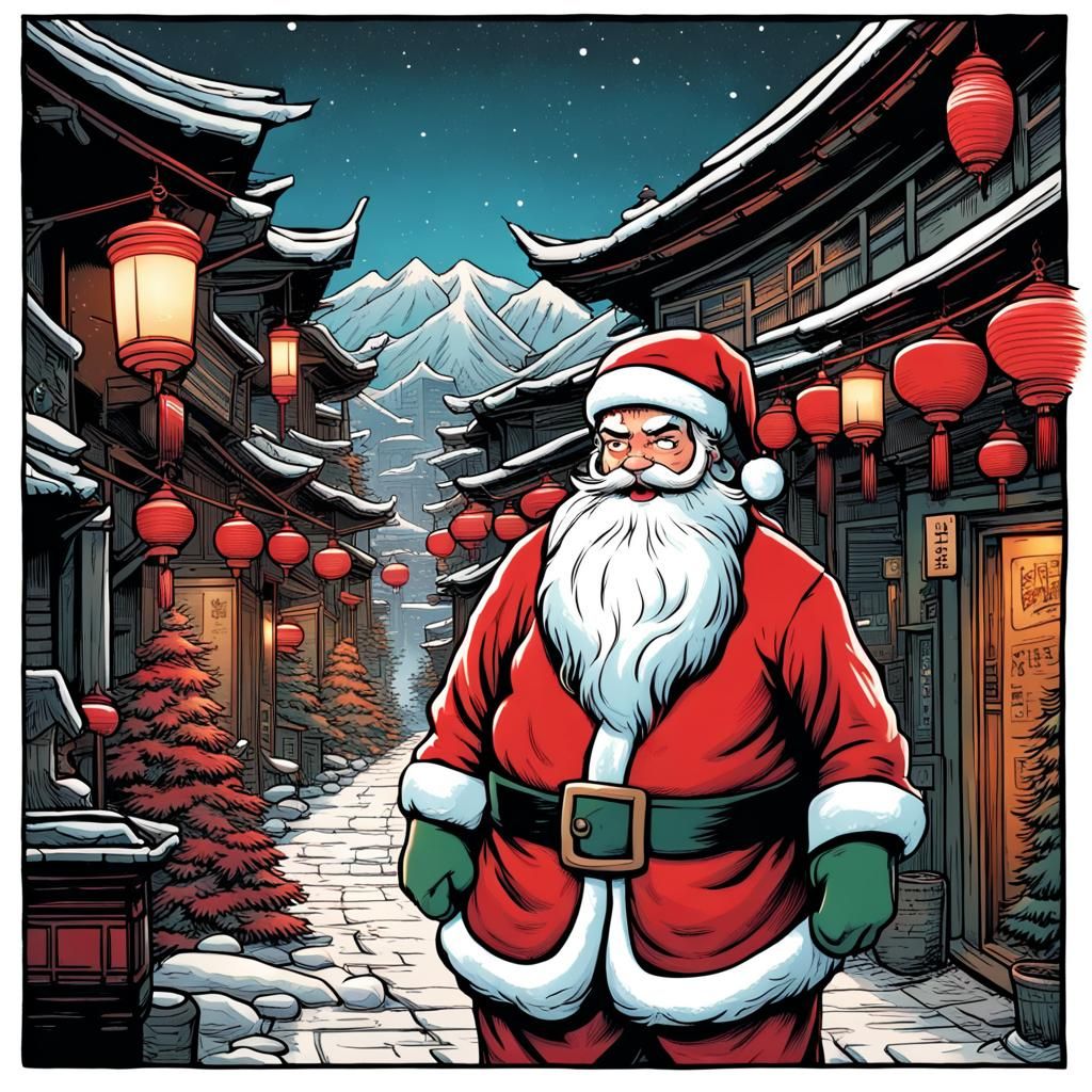 Santa Claus in Chinese Town: Comic Book Art