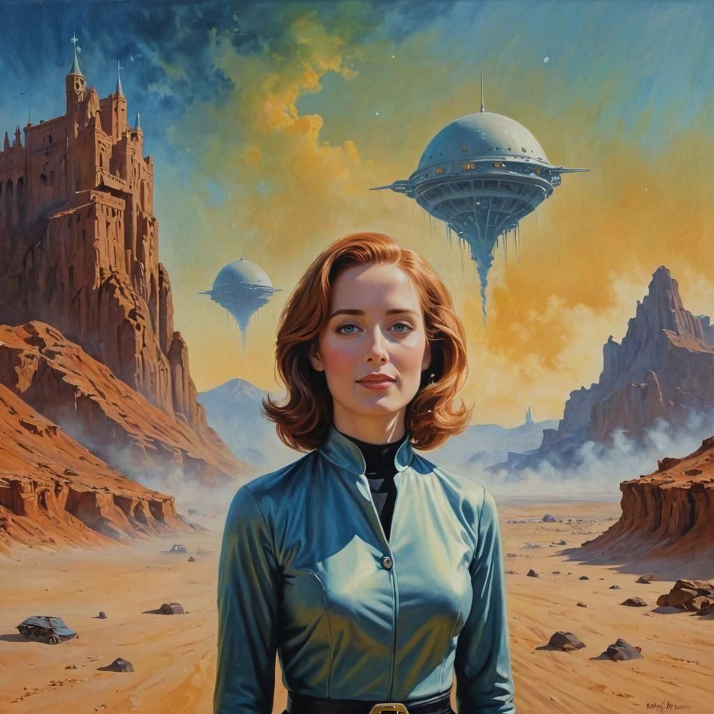 Dana Scully in King's Landing: Surreal Acrylic Portrait