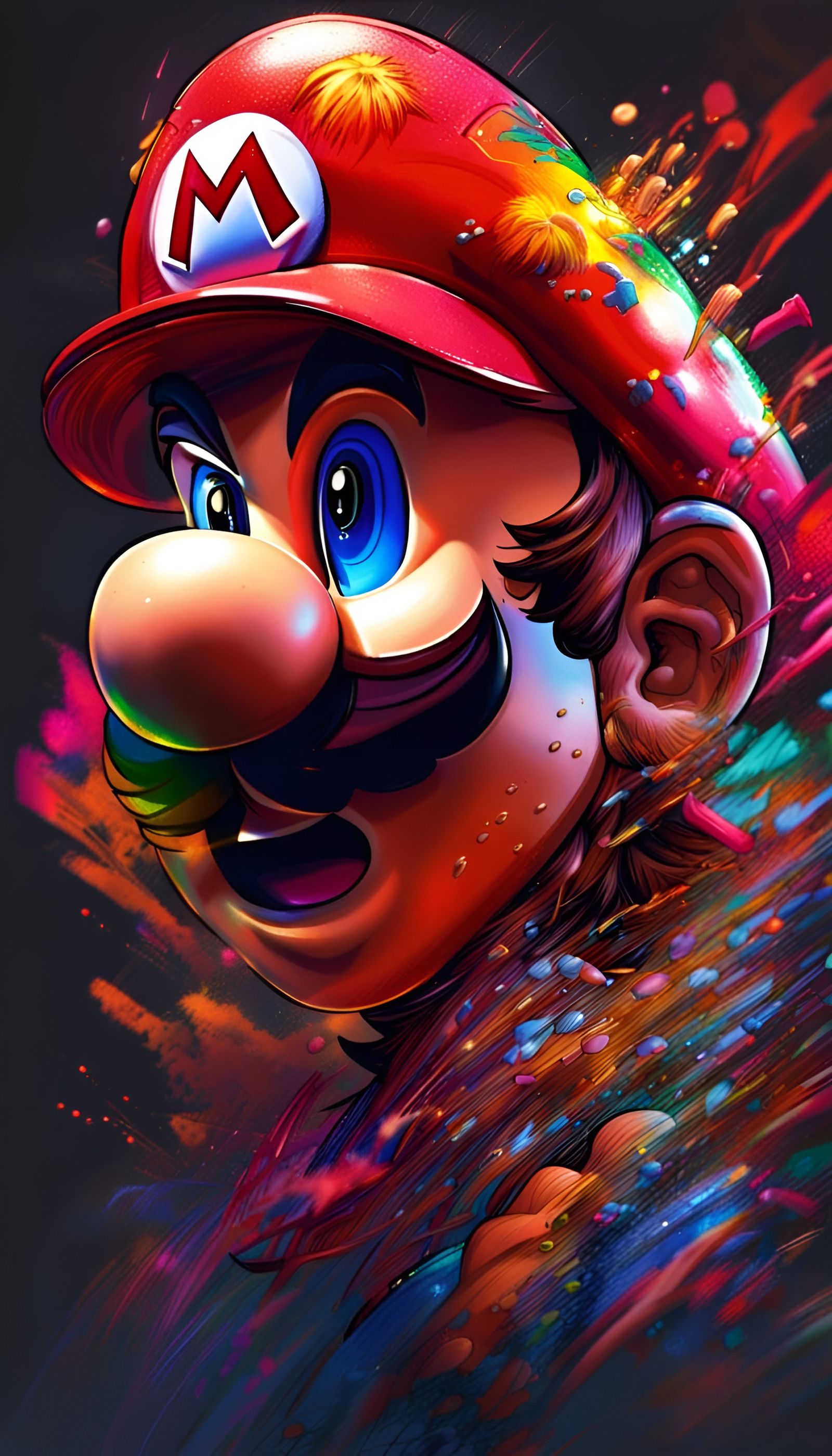 Mario in Manga Style: Hyperrealistic Concept Art