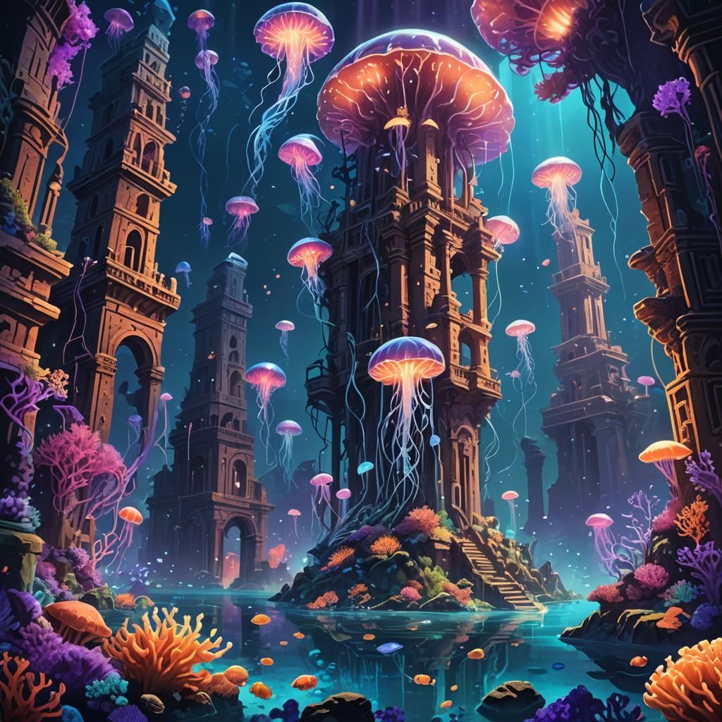Bioluminescent Coral City Concept Art