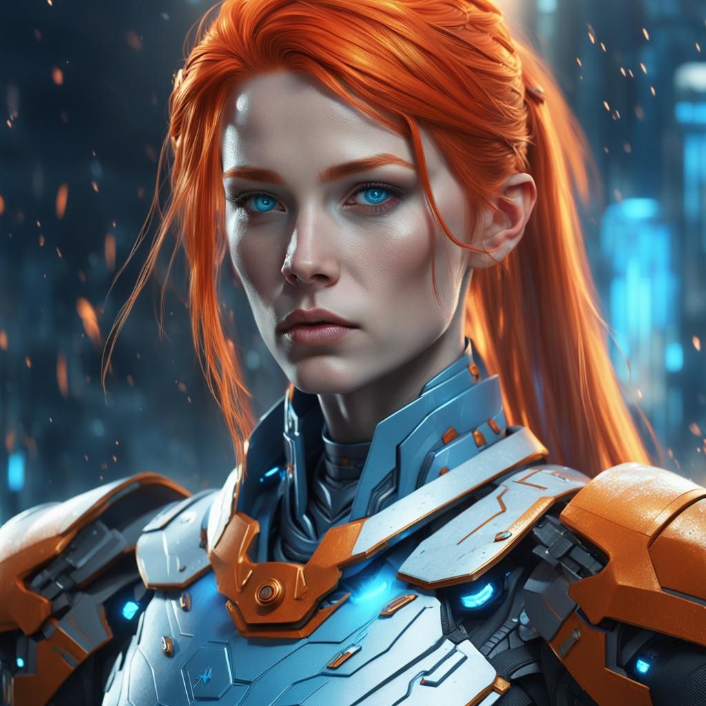 Futuristic Warrior Woman: Detailed Digital Matte Painting