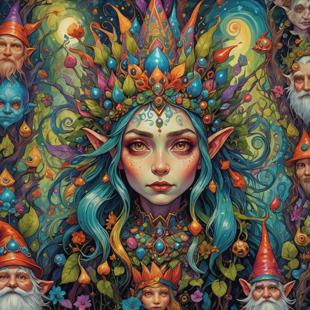 Psychedelic Gnome Queen Digital Art