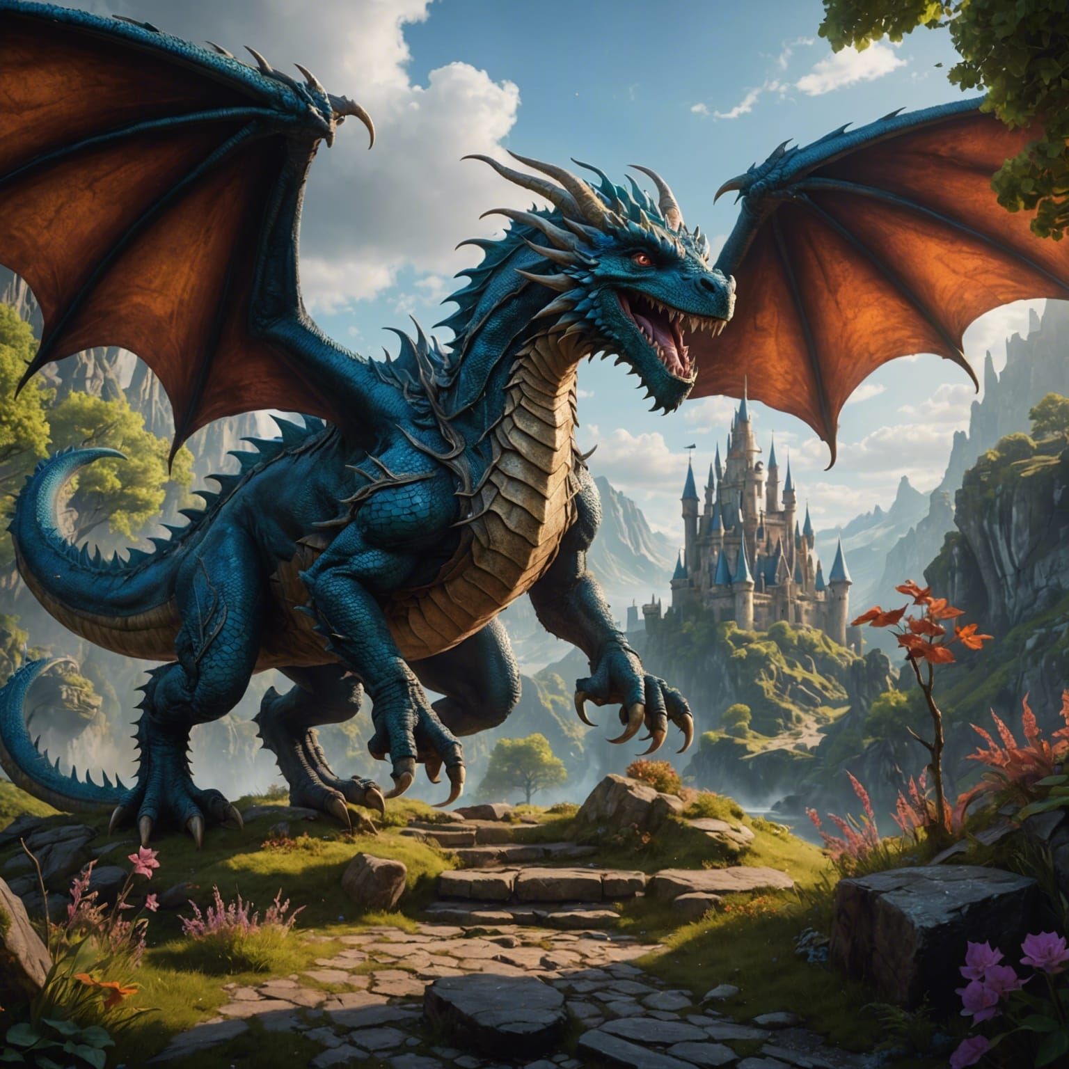 Fantasy Fairy Dragon Princess in Detailed Digital Art