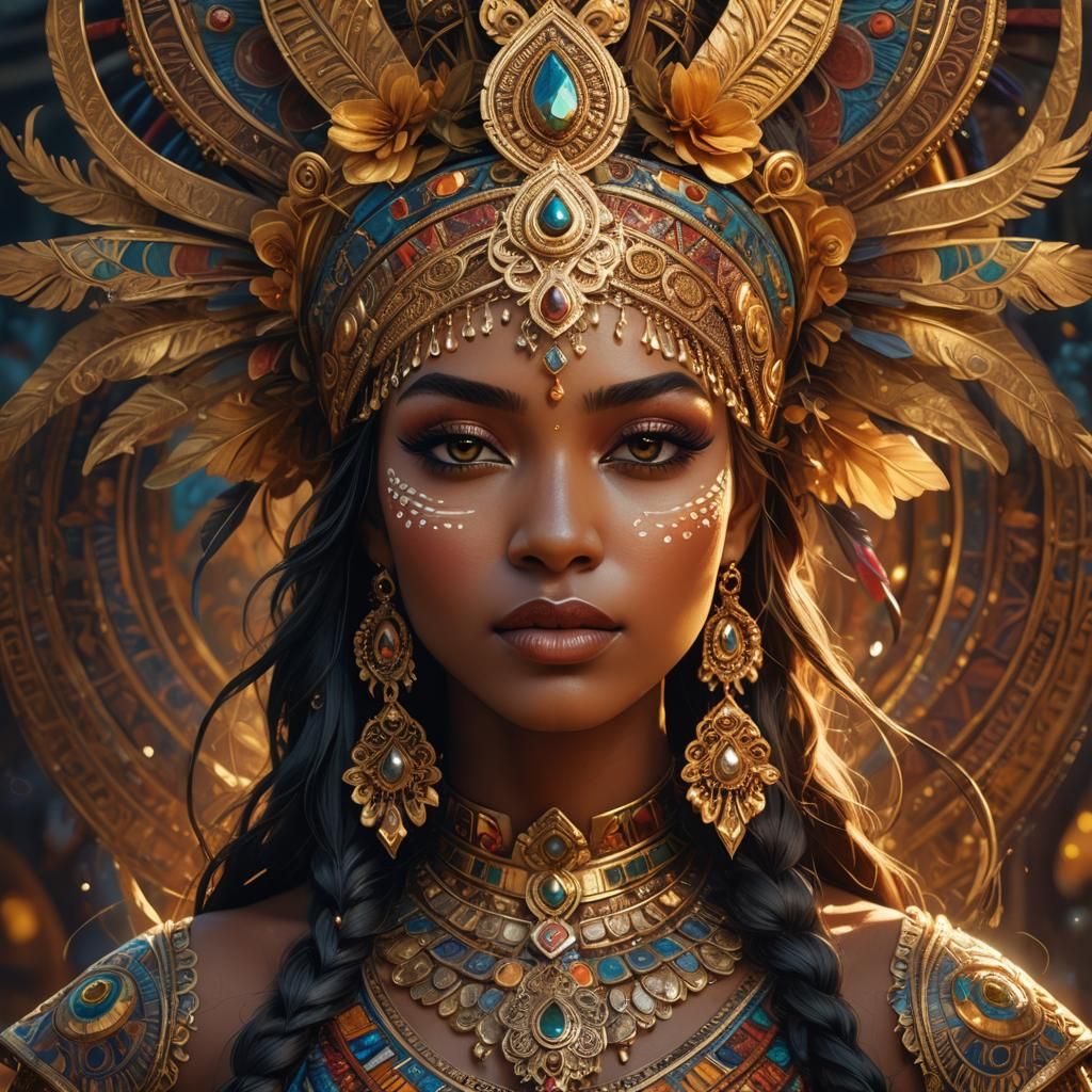 Stunning Portrait of Ethnic Girl with Vibrant Makeup