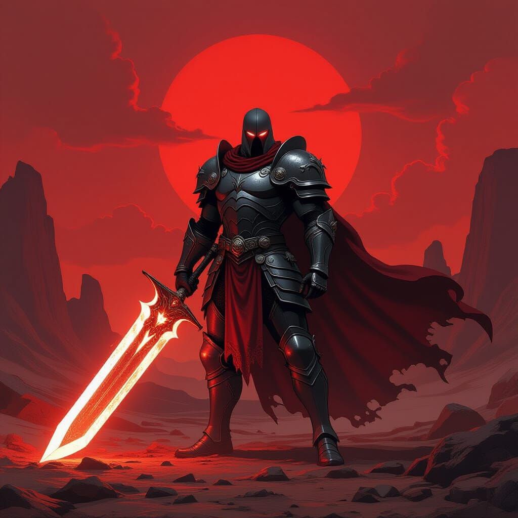 Gigamesh in Armor with Glowing Sword