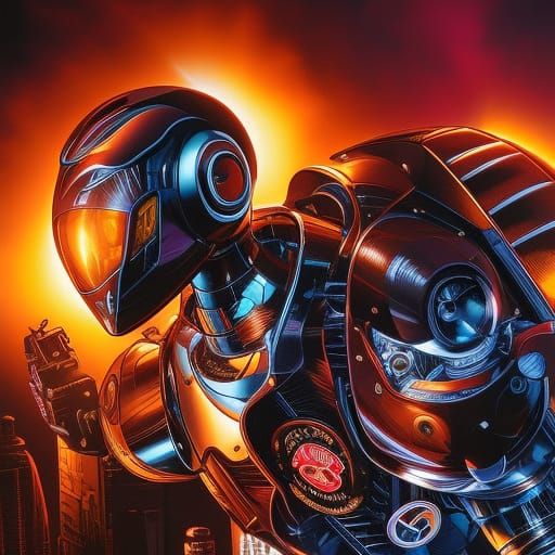 Close-up of Robot Cat in Comic Book Style