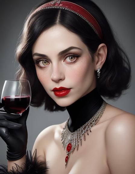Roaring Twenties Glamour: Woman with Red Wine