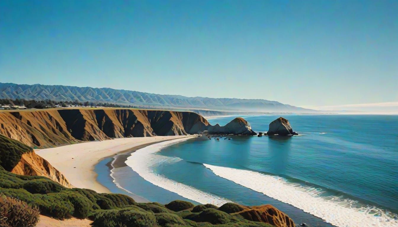Hyperrealistic California Beach Landscape Photograph