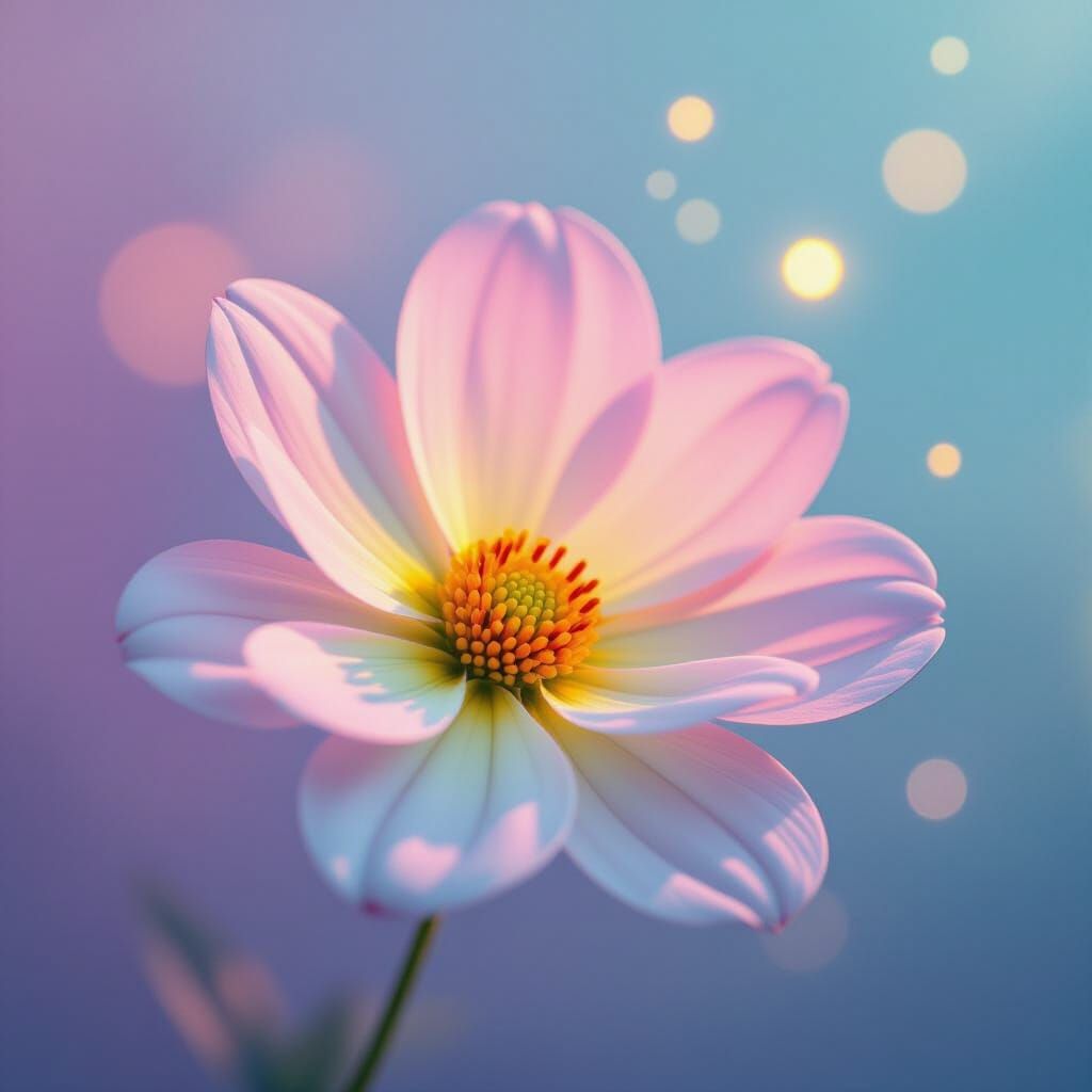 Ethereal Minimalist Painting of a Single Petal