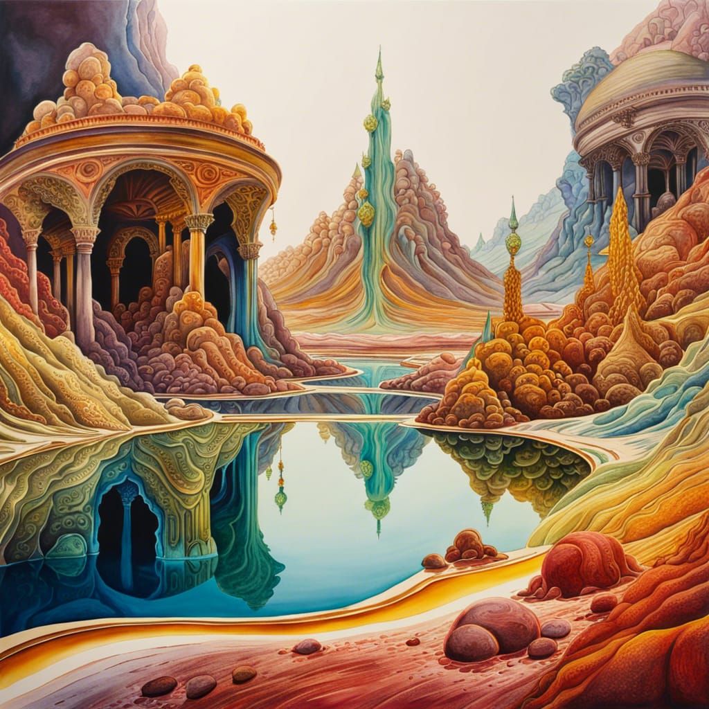 Acidic Pools on Venus in Dripping Watercolor