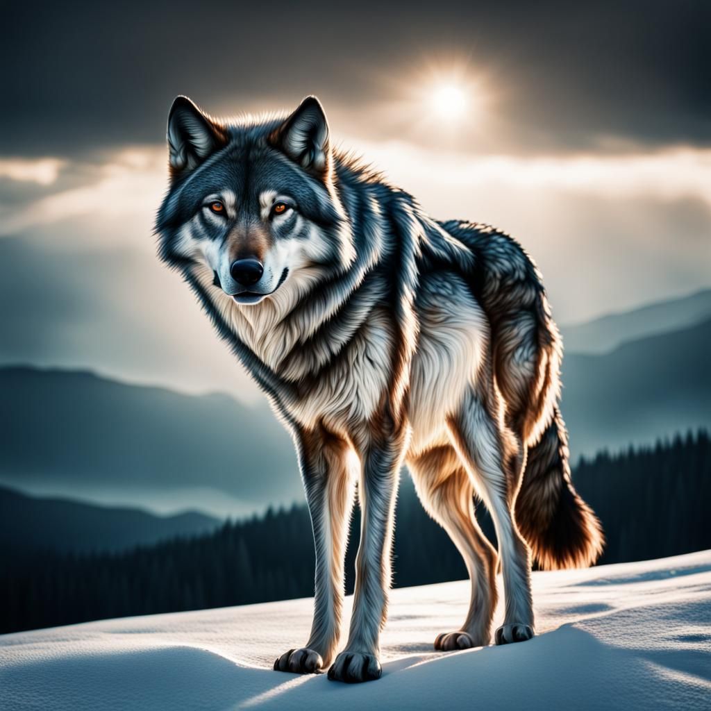 Hyperrealistic Diamond Wolf Portrait in HDR
