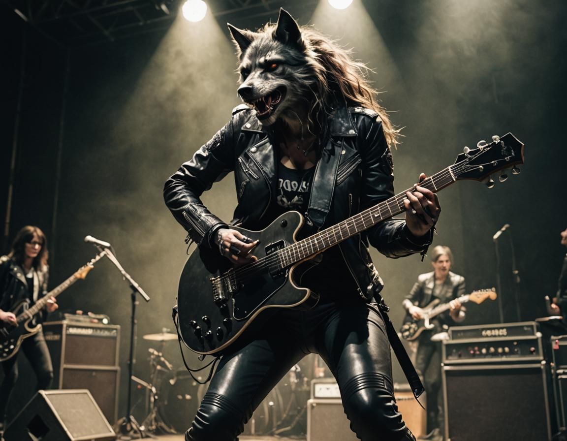 Female Lycanthrope Rocking Guitar on Stage