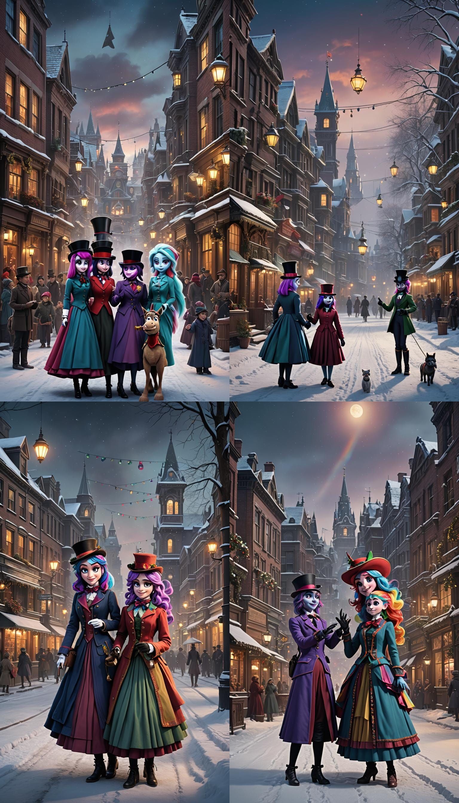 Victorian Carolers as Marionettes in Winter City