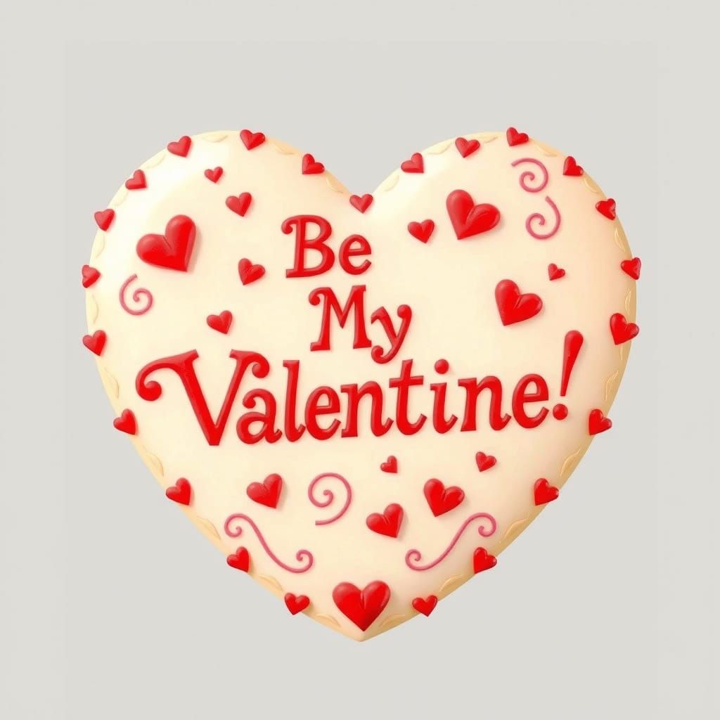 Whimsical Pastel Candy Valentine Heart with Delicate Red Hea...