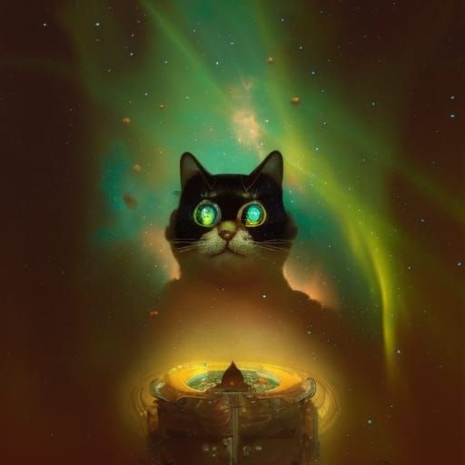 Cosmic Cats in Space, Maximalist Digital Art