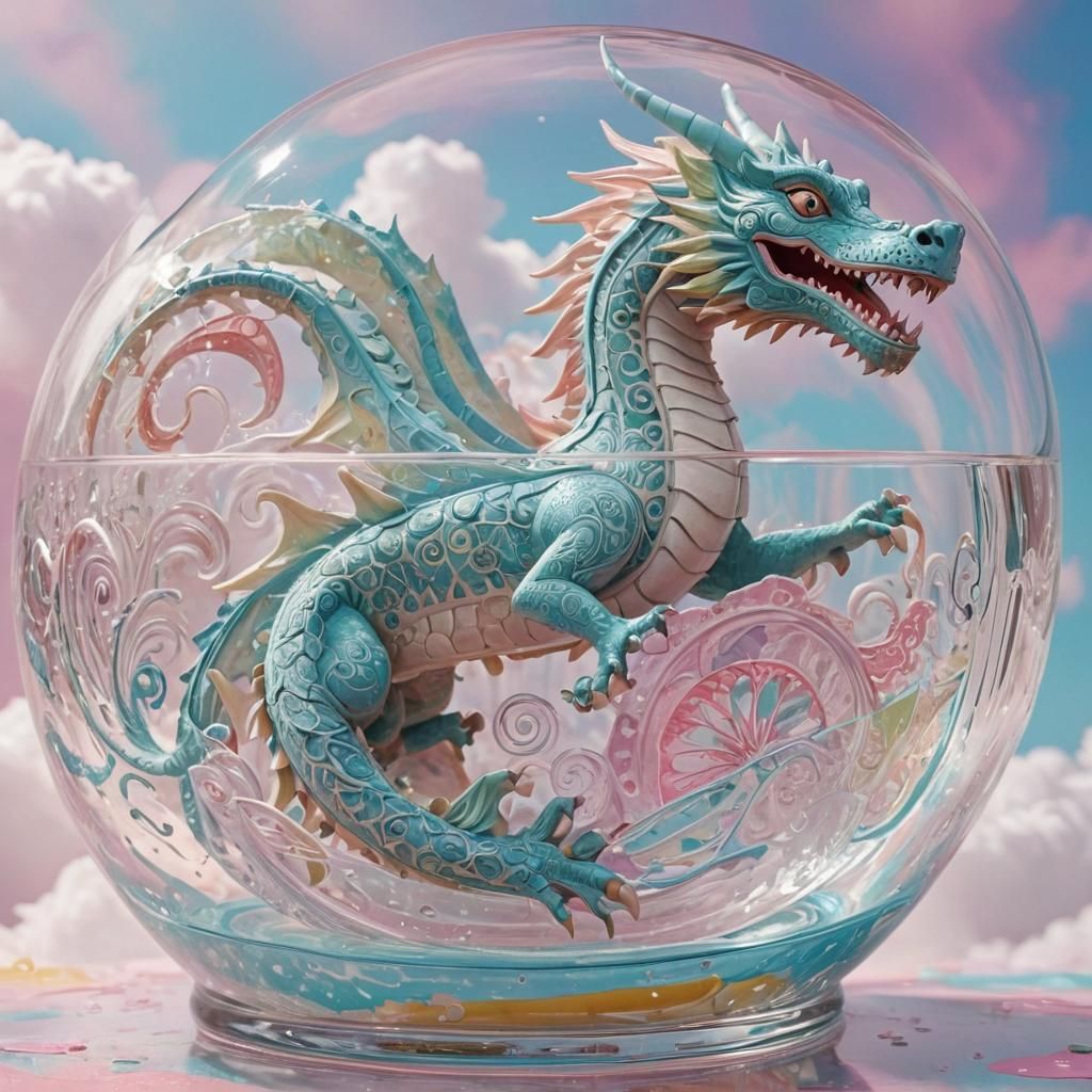 Candy Dragon in Fishbowl: Digital Illustration