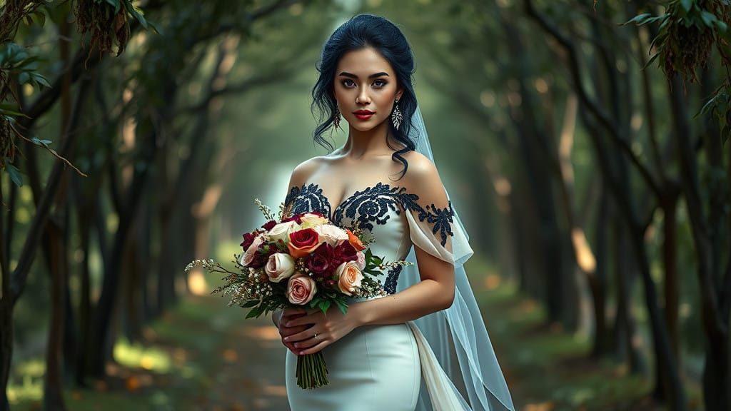 Hyper Realistic Wedding Portrait in Elegant Fantasy Style