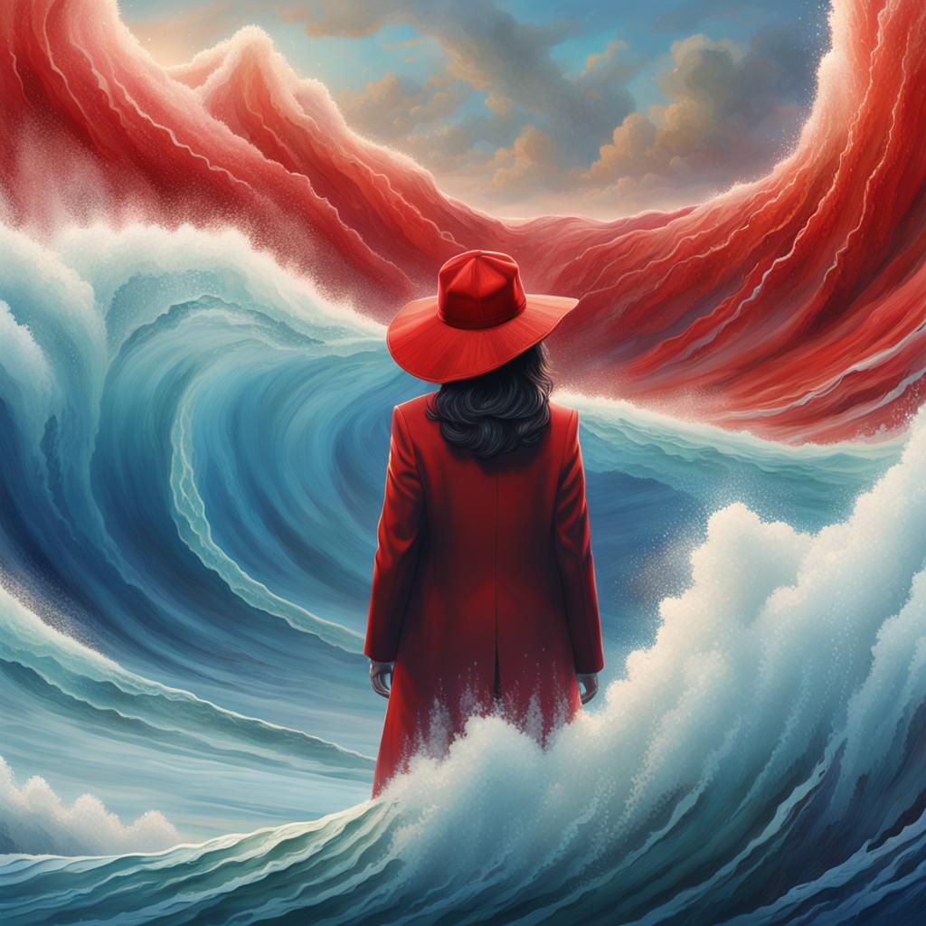 Kamala Harris in Red Ocean: Fantasy Matte Painting
