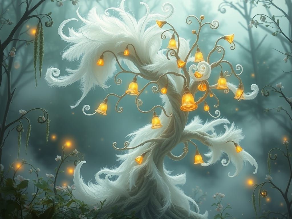 Whimsical Fantasy Tree in Ethereal Aura