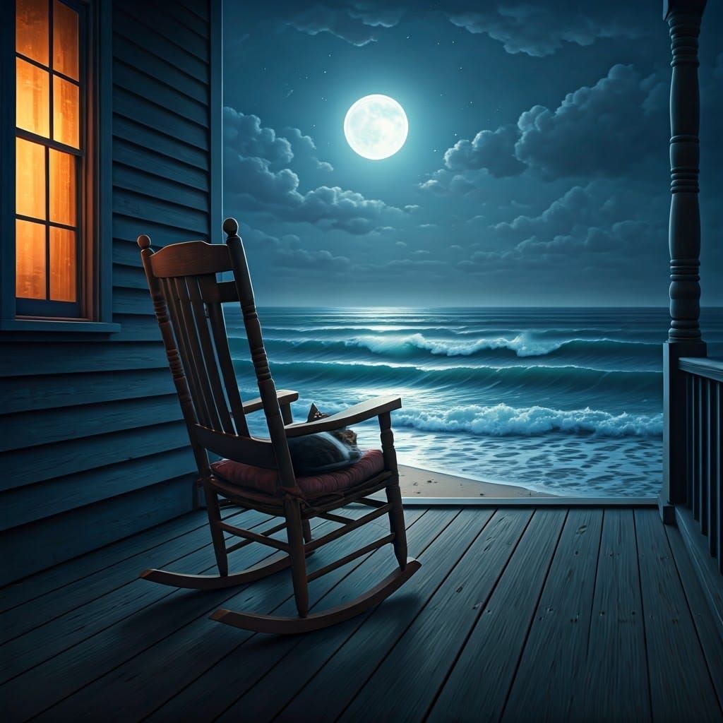 Peaceful Beach Cottage Scene in Rich Matte Painting Style