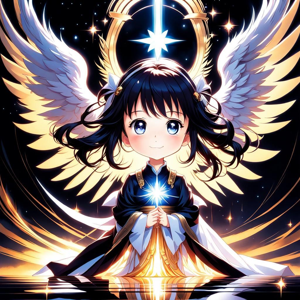 Chibi Angel Girl in Dreamcore Style