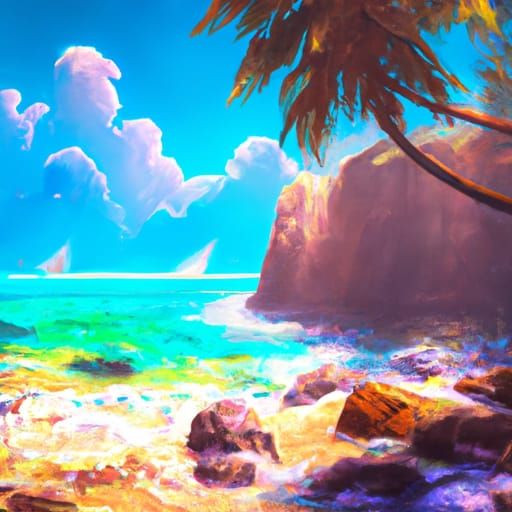 Tropical Beach: Detailed Digital Matte Painting