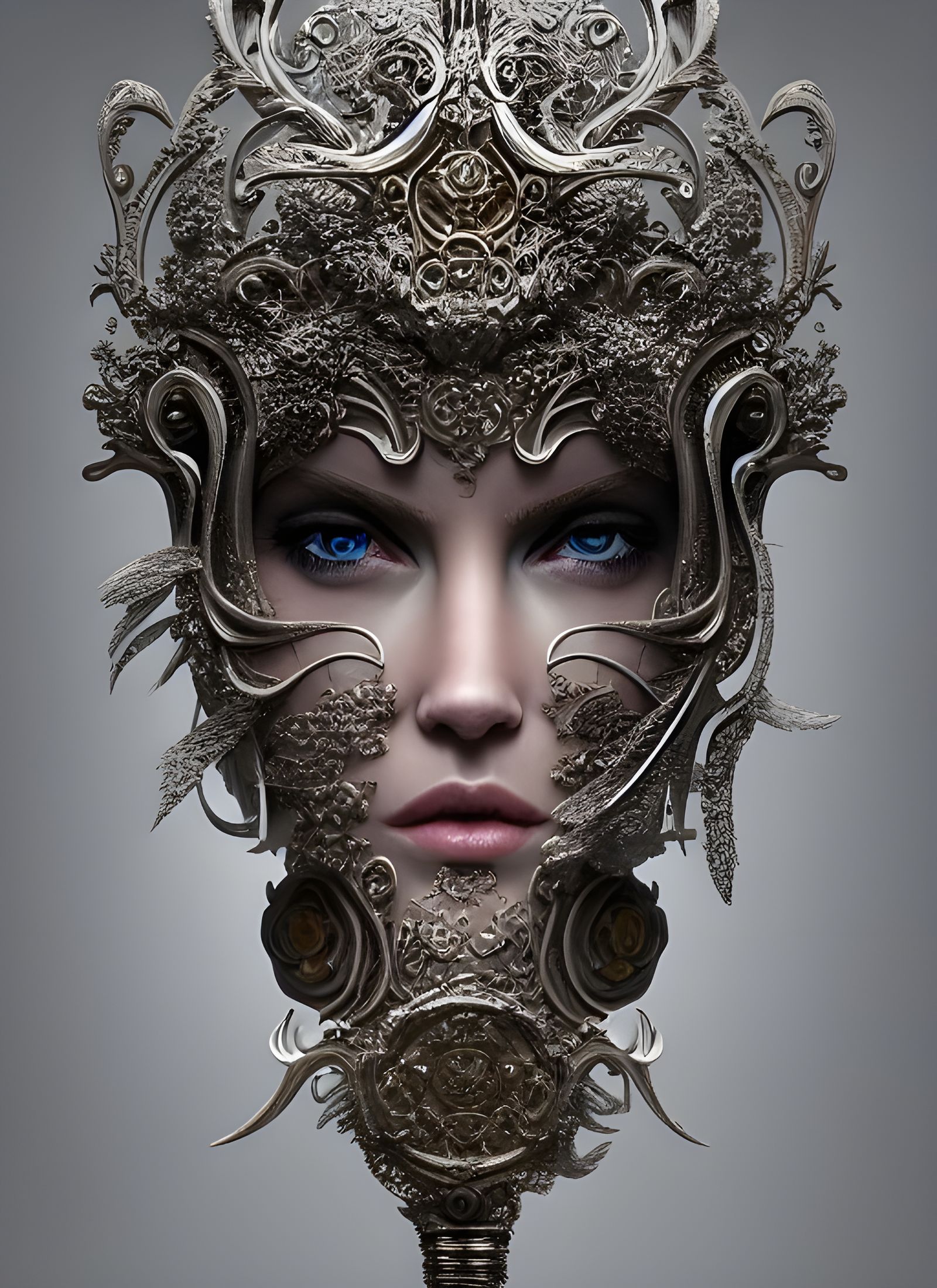 Hyperrealistic Figure in Ornate Digital Art