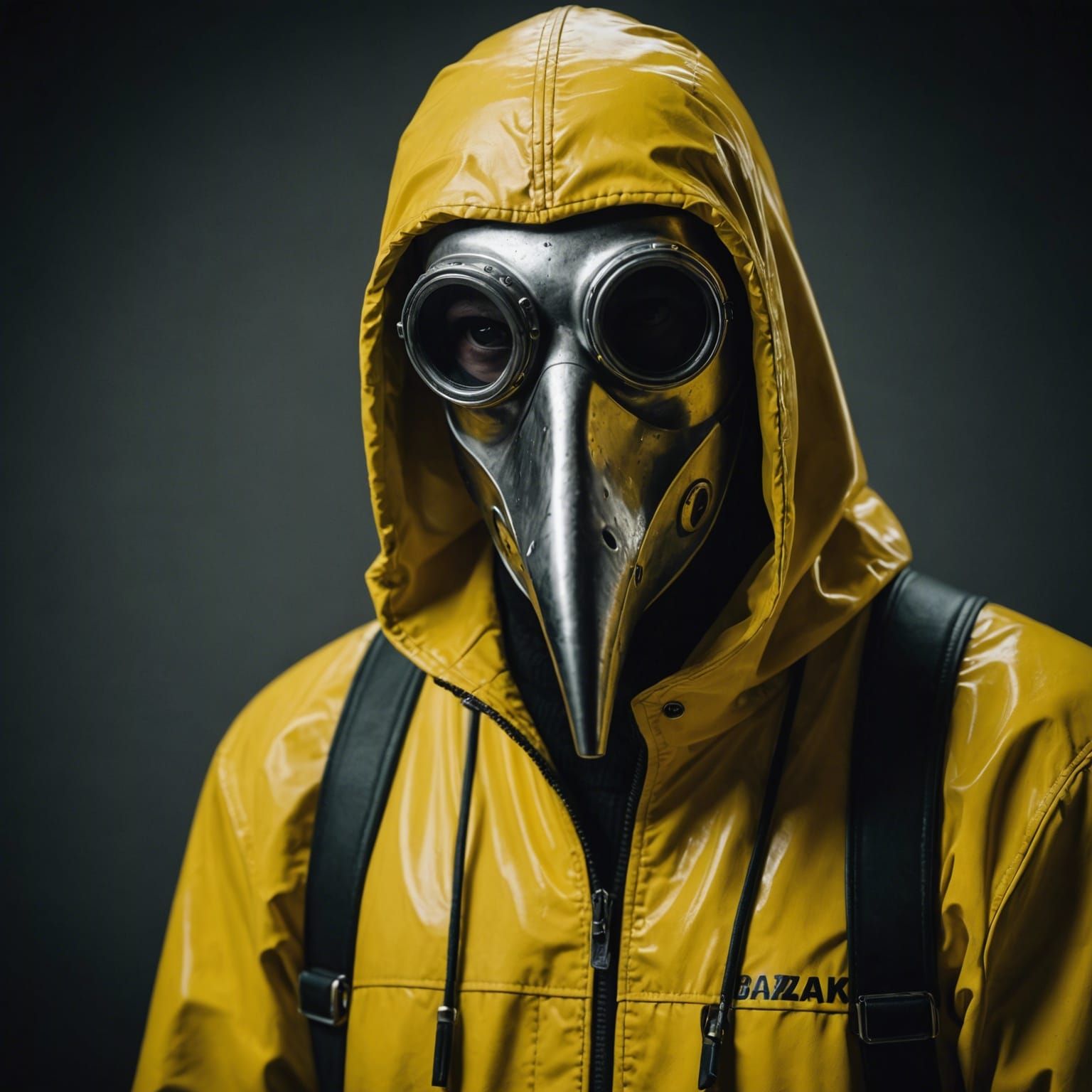 Cyberpunk Plague Doctor in Hazardous Environment Suit