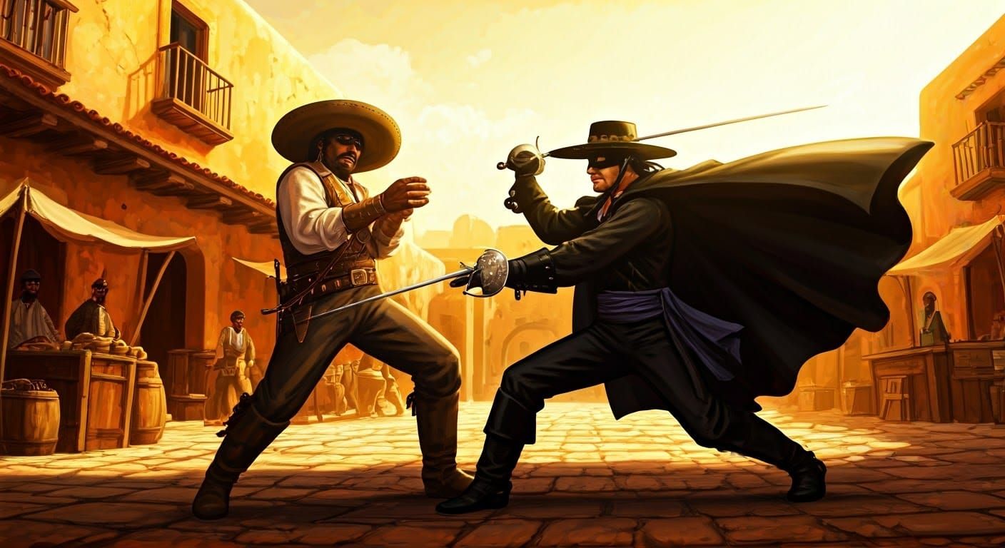 Zorro Sword Fight in Frank Frazetta Style