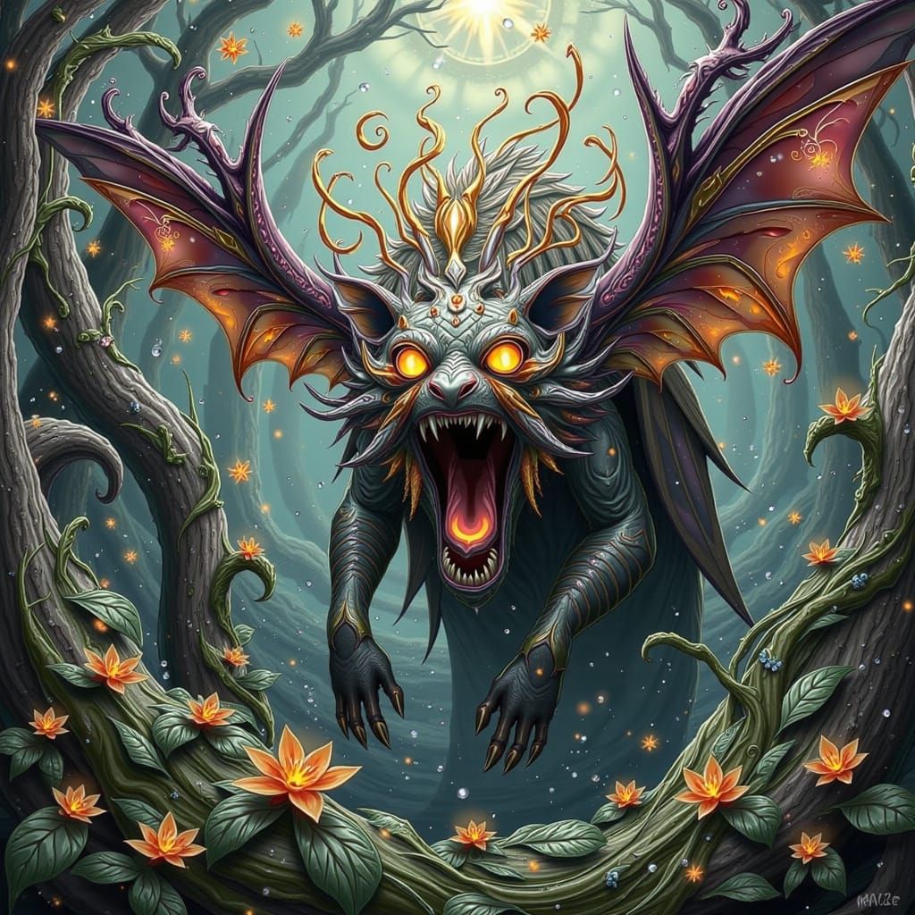 Mystical Swamp Creature as Impasto Painting