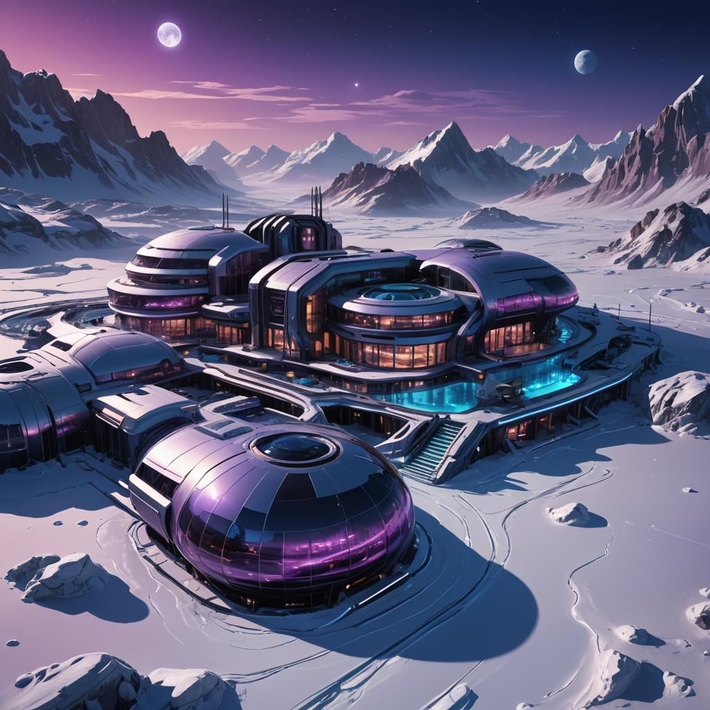 Futuristic Hotel on Pluto in Sci-Fi Concept Art