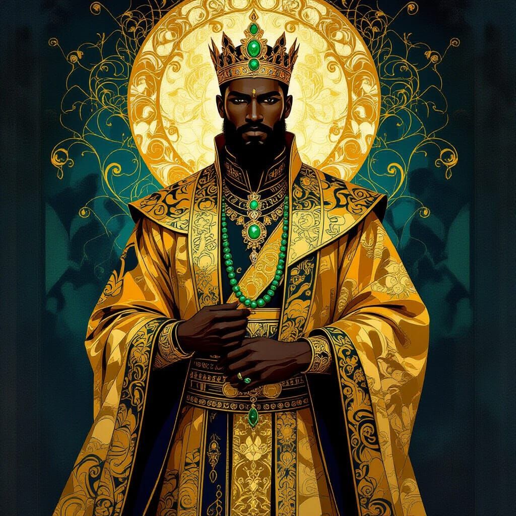 Regal Man as Tiger King in Gold Robes