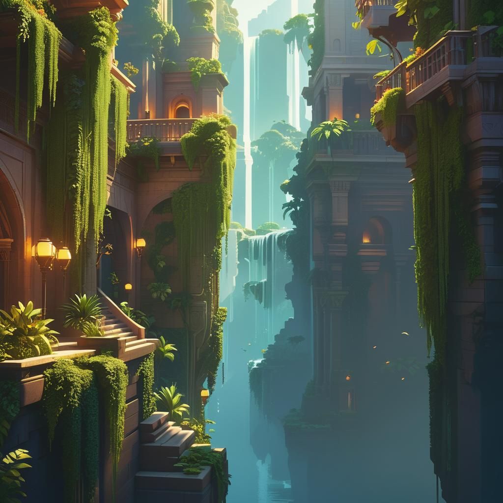 Hanging Gardens of Babylon: Detailed Concept Art