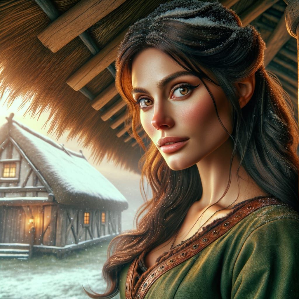 Norse Goddess Shelters from Snow at Ancient Inn