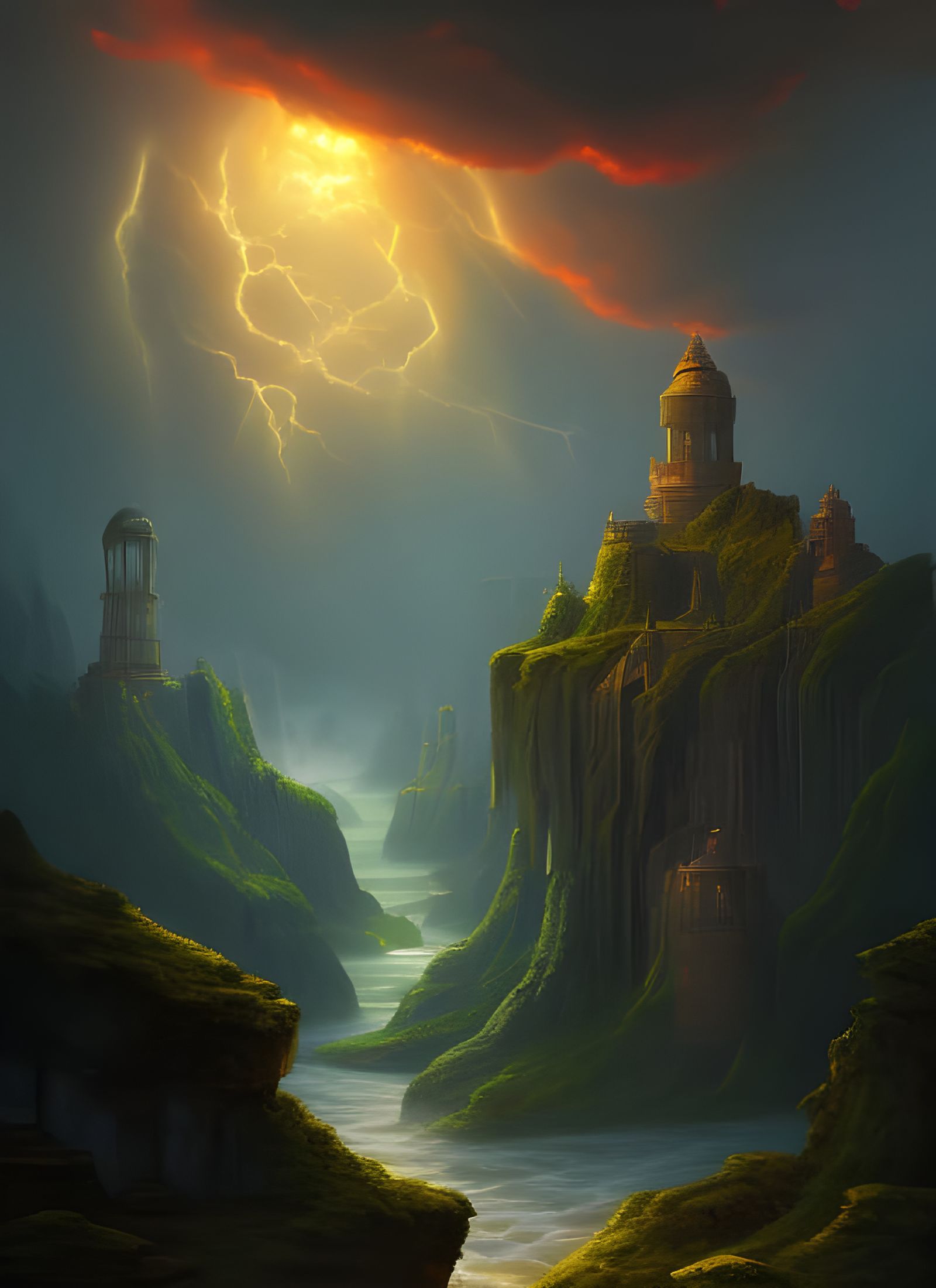 Golden Lightning Storm Over Cornfield Canyon