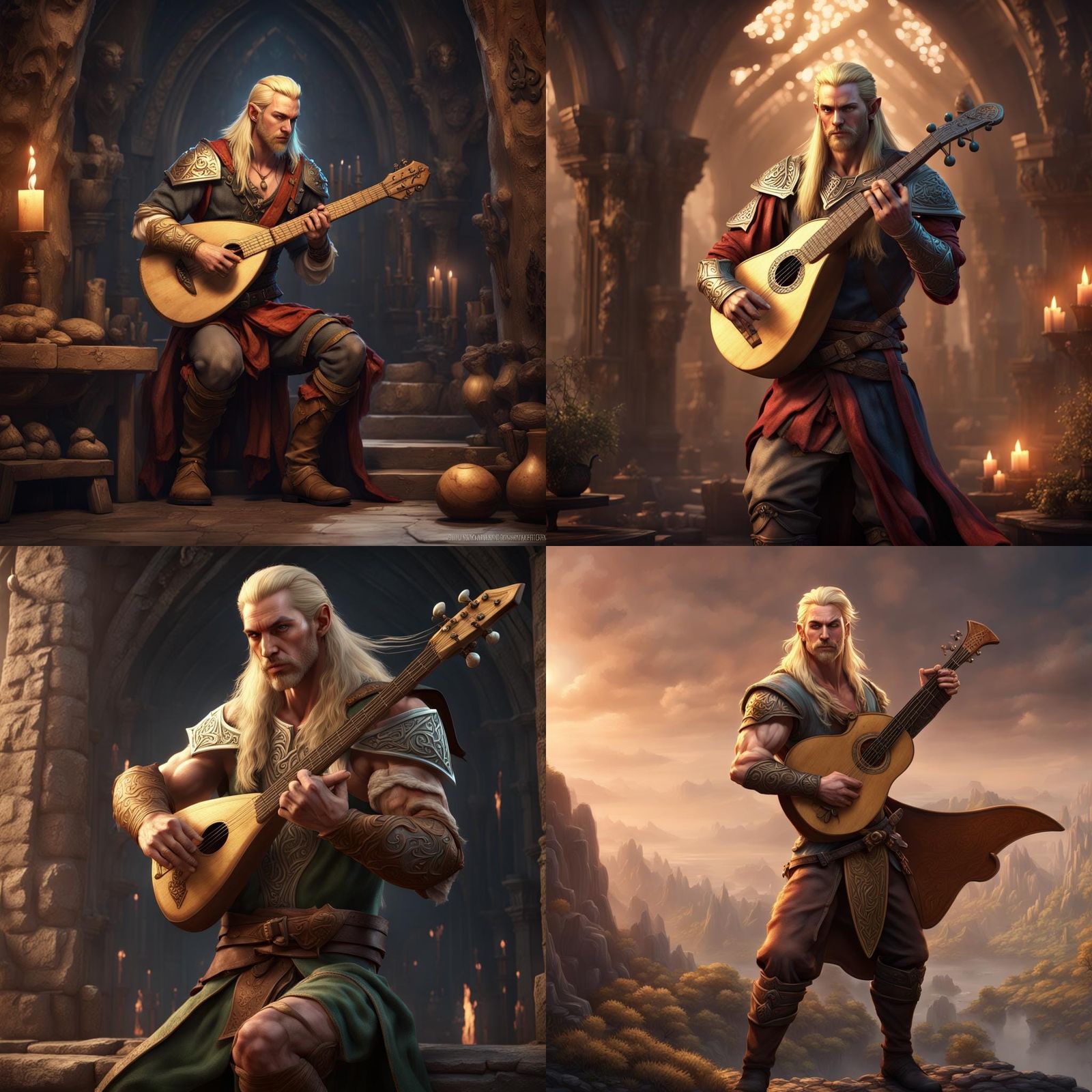Elven Bard with Lute: Fantasy Concept Art