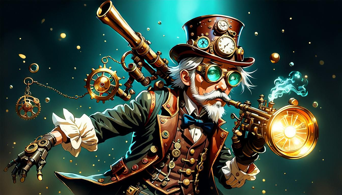 Steampunk Inventor Bal-Bal: Hayao Miyazaki Inspired Art