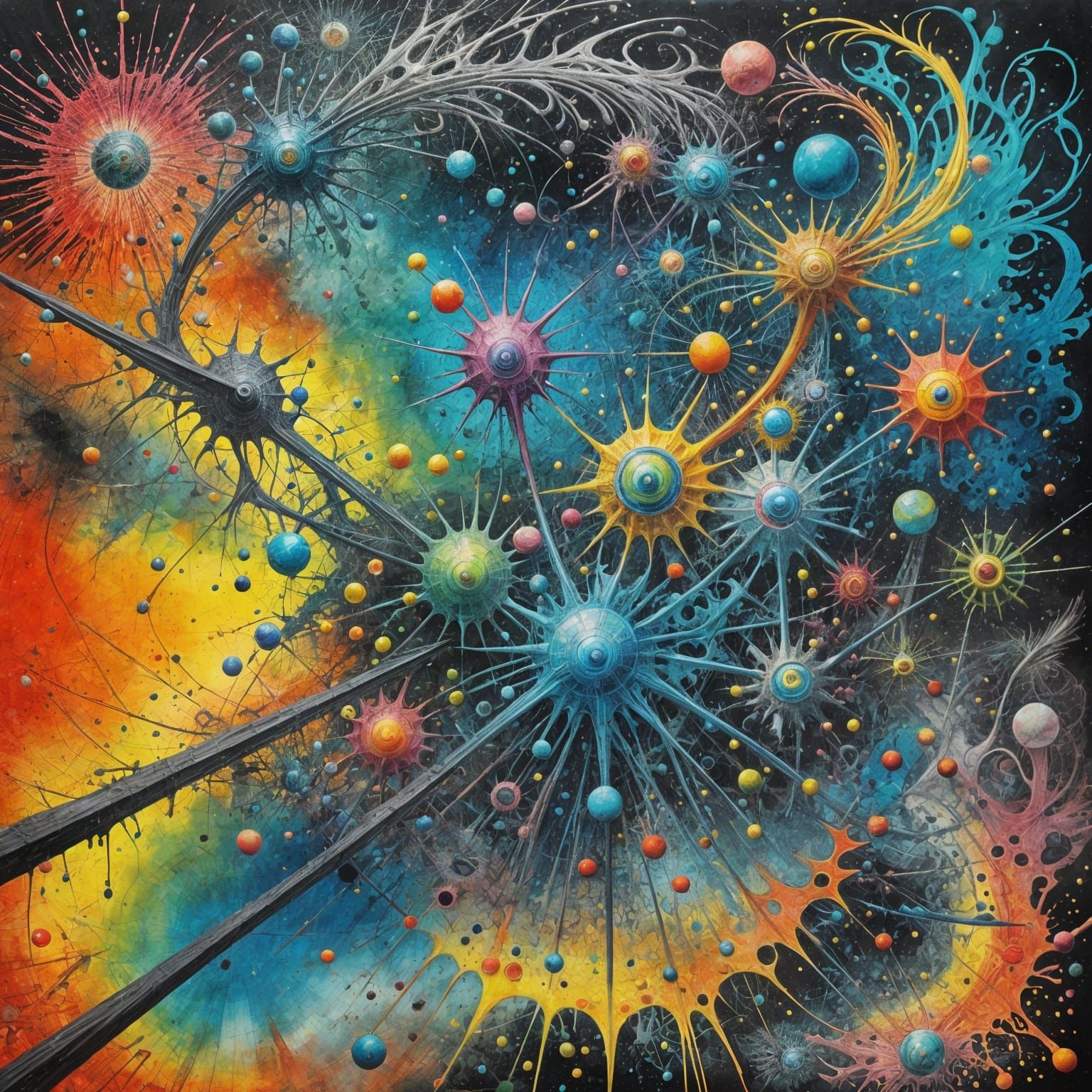 Psychedelic Action Painting in Surreal Style