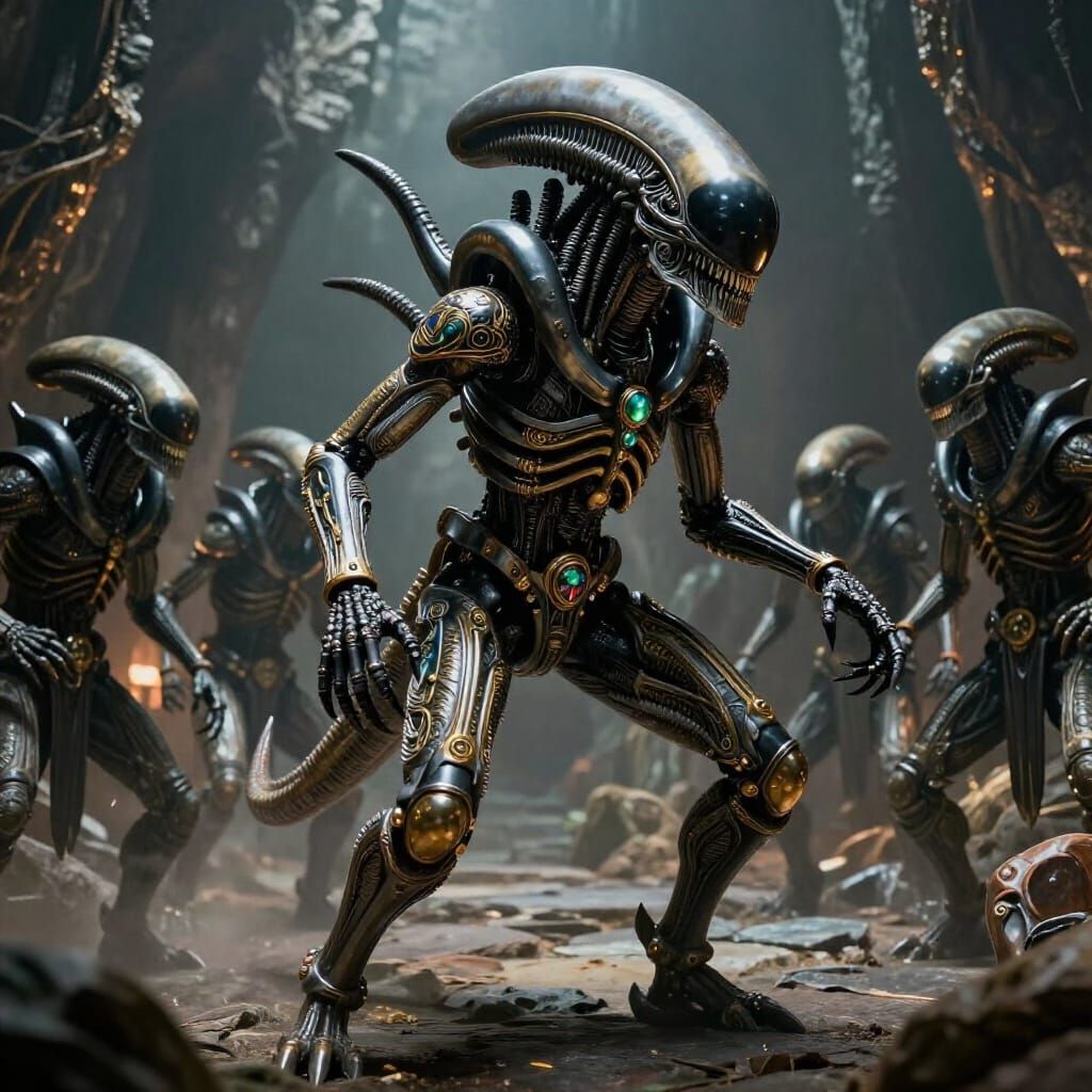 Xenomorph Terminator in Stone Age Cavern Battle