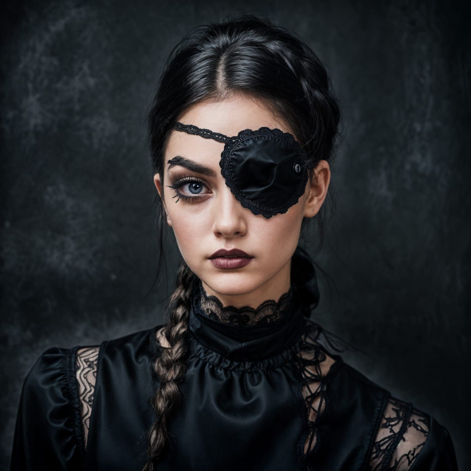 Gothic Girl Portrait with Black Eyepatch, Fine Art Photo