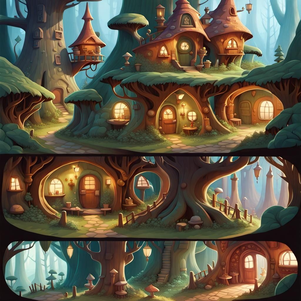 Dwarf Houses Map in Fairy Tale Forest