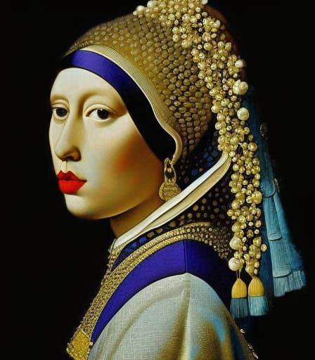 Llama with Pearl Earring in Renaissance Style