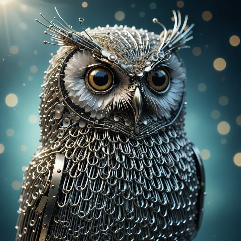 🥇owl made out of pins