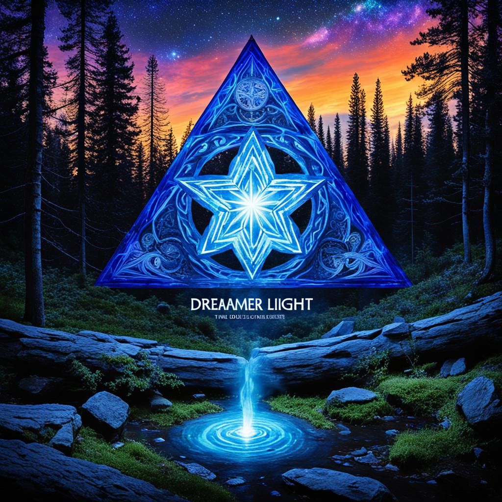 Ethereal Sky Dreamscape with Keystone of Blue Fire