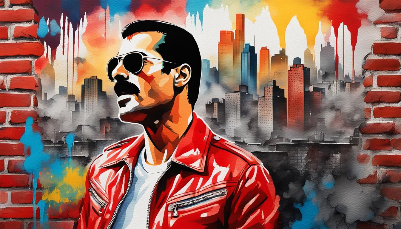 Freddie Mercury Pop Art Watercolor Portrait