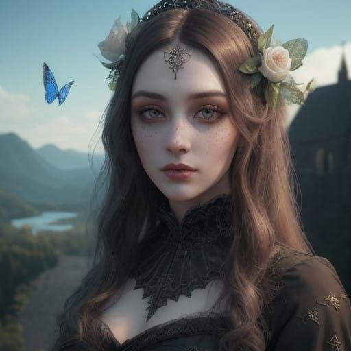 Gothic Woman in Elegant Medieval Attire