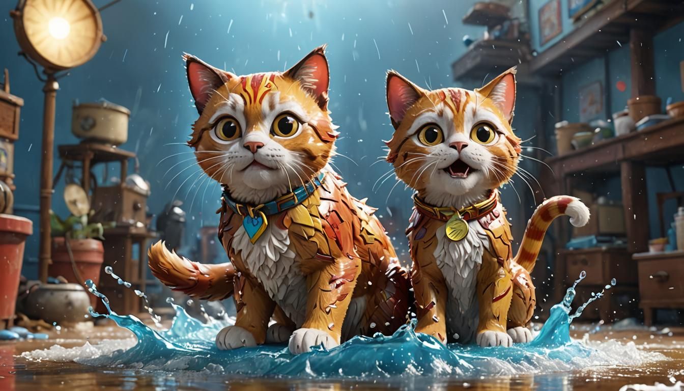 Shazam Cat: Hyperdetailed 3D Splash Art