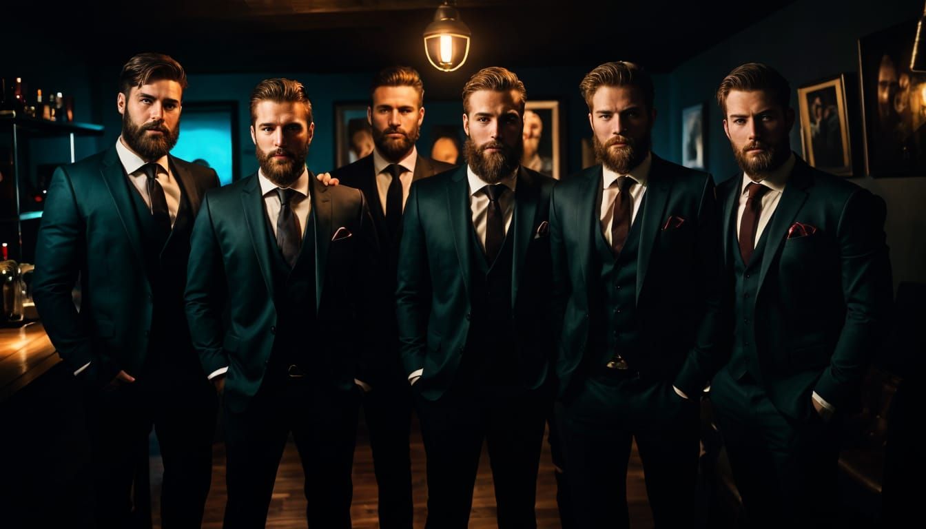 Auburn Bearded Men in Suits Portrait